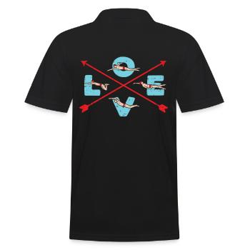 Vintage I Love Swim Swimmer Swim Gift - Men's Polo Shirt - black - Back - Kai (181cm)