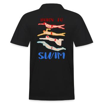 Vintage Born To Swim Swimmer Gift - Men's Polo Shirt - black - Back - Kai (181cm)