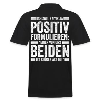 Einer Von Uns Beiden Ist Klüger Als Du - Männer Poloshirt - Schwarz - Hinten - Kai (181cm)