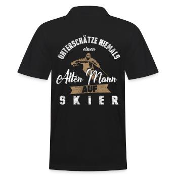 Ski Skier Alter Mann Wintersport Skisport Geschenk - Männer Poloshirt - Schwarz - Hinten - Kai (181cm)