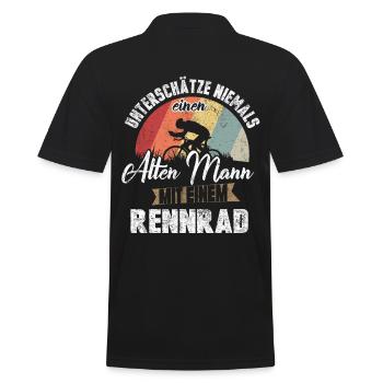 Fahrrad Rennrad Alter Mann - Männer Poloshirt - Schwarz - Hinten - Kai (181cm)