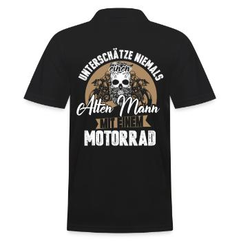 Motorrad Bike Biker - Männer Poloshirt - Schwarz - Hinten - Kai (181cm)