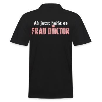 Doktortitel Doktorand - Männer Poloshirt - Schwarz - Hinten - Kai (181cm)