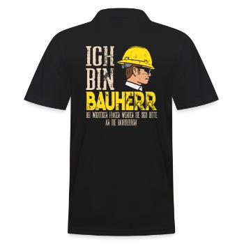 Lustiges Geschenk für Bauherren Ich bin Bauherr - Männer Poloshirt - Schwarz - Hinten - Kai (181cm)