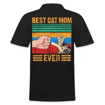 Best Cat Mom Ever - Men's Polo Shirt - black - Back - Kai (181cm)