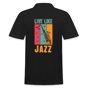 Cooles Vintages Jazz-Saxophon leben wie Jazz-Jazzgeschenk - Männer Poloshirt - Schwarz - Hinten - Kai (181cm)