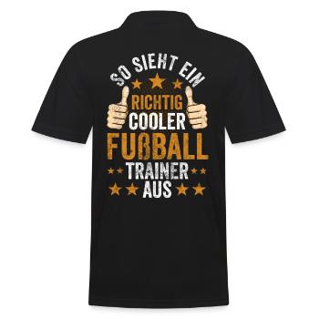 Fußball Trainer Fußballspieler - Männer Poloshirt - Schwarz - Hinten - Kai (181cm)