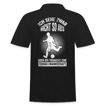 Fußball Trainer Fußballmannschaft - Männer Poloshirt - Schwarz - Hinten - Kai (181cm)