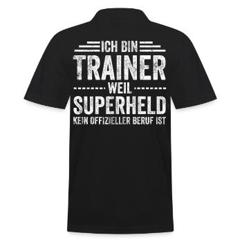 Fußball Trainer - Männer Poloshirt - Schwarz - Hinten - Kai (181cm)