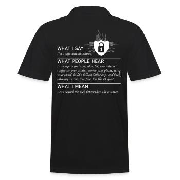 Software developer Funny programmer - Men's Polo Shirt - black - Back - Kai (181cm)