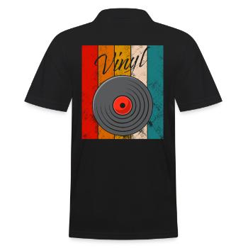 Vintage Vinyl Schallplatte - Männer Poloshirt - Schwarz - Hinten - Kai (181cm)