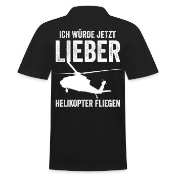 Helikopter Flugplatz - Männer Poloshirt - Schwarz - Hinten - Kai (181cm)