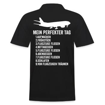 Flugzeug Fliegen Urlaub - Männer Poloshirt - Schwarz - Hinten - Kai (181cm)