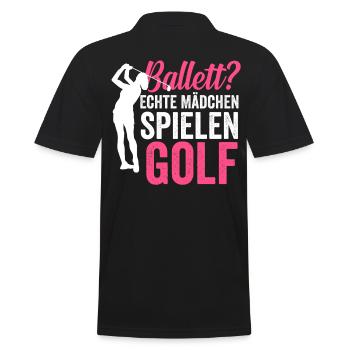 Golf Golferin - Männer Poloshirt - Schwarz - Hinten - Kai (181cm)
