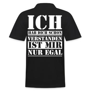 Egal ist mir Egal - Männer Poloshirt - Schwarz - Hinten - Kai (181cm)