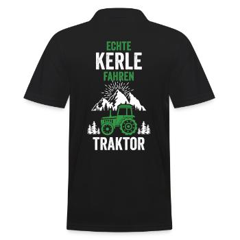 Traktor Landwirt Bauer Acker - Männer Poloshirt - Schwarz - Hinten - Kai (181cm)