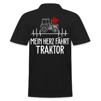 Herzschlag Traktor Landwirt Bauer - Männer Poloshirt - Schwarz - Hinten - Kai (181cm)
