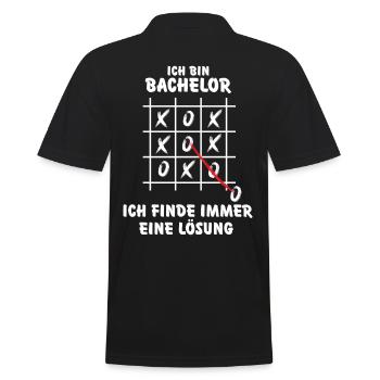 Bachelor Abschluss - Männer Poloshirt - Schwarz - Hinten - Kai (181cm)
