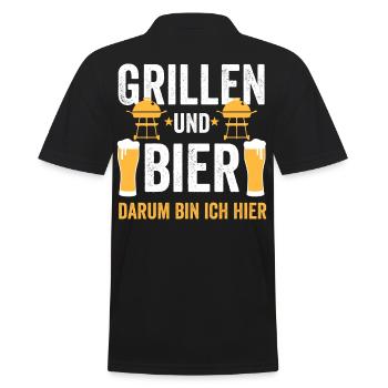 Grillen Bier Grill - Männer Poloshirt - Schwarz - Hinten - Kai (181cm)