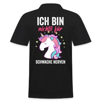 Ich bin nichts für Schwache Nerven - Männer Poloshirt - Schwarz - Hinten - Kai (181cm)