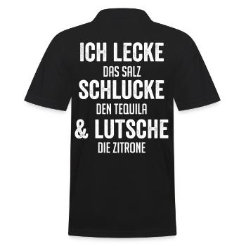 Tequila Saufen Lustiger Spruch Alkohol - Männer Poloshirt - Schwarz - Hinten - Kai (181cm)