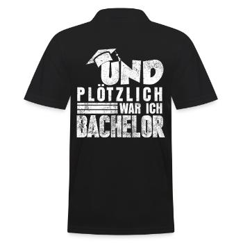 Bachelor Diplom - Männer Poloshirt - Schwarz - Hinten - Kai (181cm)
