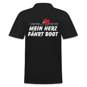 Herzschlag Boot - Männer Poloshirt - Schwarz - Hinten - Kai (181cm)