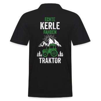 Traktor Landwirt Bauer Acker - Männer Poloshirt - Schwarz - Hinten - Kai (181cm)