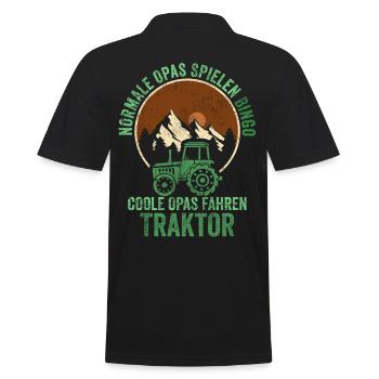Traktor Opa Landwirt Bauer - Männer Poloshirt - Schwarz - Hinten - Kai (181cm)
