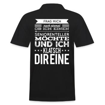 Nein Ich will keinen Seniorenteller Rentner - Männer Poloshirt - Schwarz - Hinten - Kai (181cm)