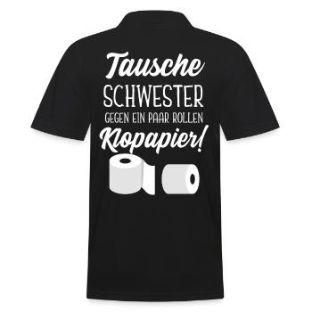Schwester klopapier Toilettenpapier - Männer Poloshirt - Schwarz - Hinten - Kai (181cm)