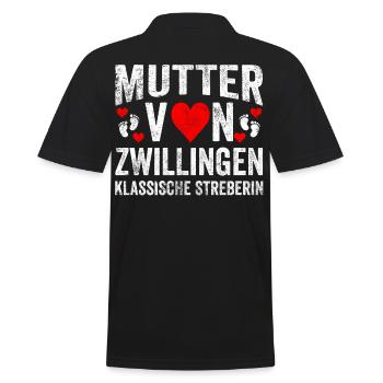 Zwillinge Mama Mutter Muttertag Geburt - Männer Poloshirt - Schwarz - Hinten - Kai (181cm)