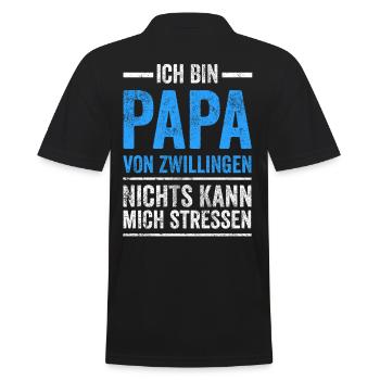Zwillinge Vater Papa Vatertag - Männer Poloshirt - Schwarz - Hinten - Kai (181cm)