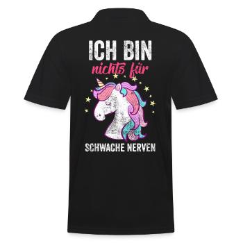 Ich bin nichts für Schwache Nerven - Männer Poloshirt - Schwarz - Hinten - Kai (181cm)
