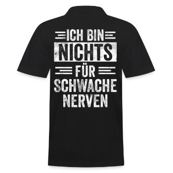 Schwache Nerven Witziger Spruch - Männer Poloshirt - Schwarz - Hinten - Kai (181cm)
