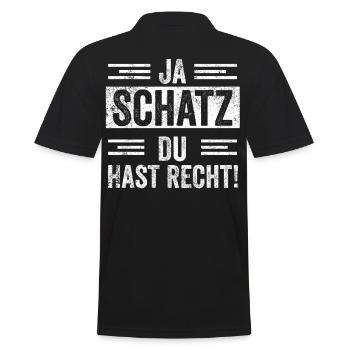 Ja Schatz du hast Recht Verliebt - Männer Poloshirt - Schwarz - Hinten - Kai (181cm)
