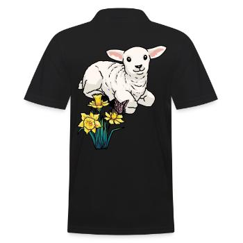 Baby Lamb Sheep Easter Children Happy Easter - Men's Polo Shirt - black - Back - Kai (181cm)