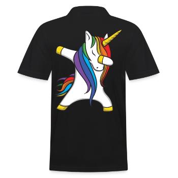 Dabbing Unicorn Einhorn - Männer Poloshirt - Schwarz - Hinten - Kai (181cm)