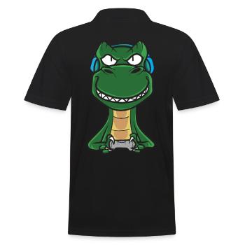 Gamer T-Rex gamers console - Men's Polo Shirt - black - Back - Kai (181cm)
