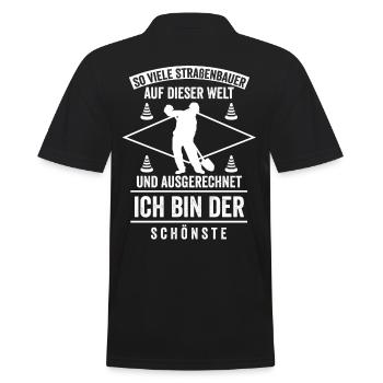 Straßenbauer Straßenbau - Männer Poloshirt - Schwarz - Hinten - Kai (181cm)