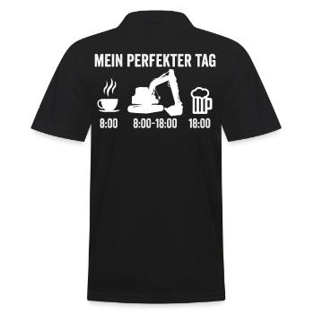 Bagger Bier Kaffee - Männer Poloshirt - Schwarz - Hinten - Kai (181cm)