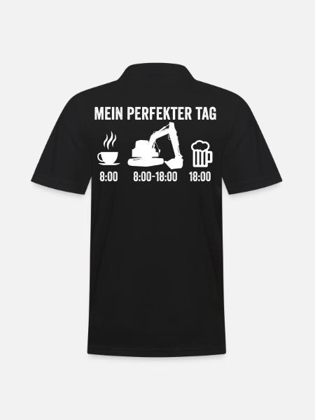 Bagger Bier Kaffee - Männer Poloshirt - Schwarz
