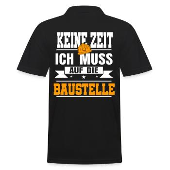 Baustelle Richtfest Bauherr Bauarbeiter - Männer Poloshirt - Schwarz - Hinten - Kai (181cm)