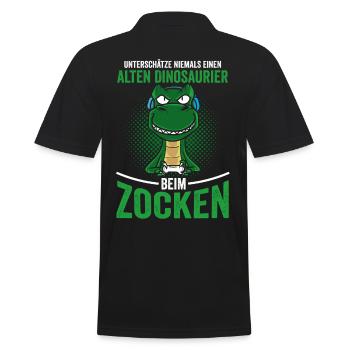 Zocker Opa Papa Dinosaurier gamer - Männer Poloshirt - Schwarz - Hinten - Kai (181cm)