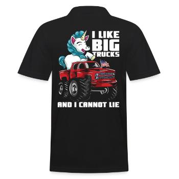 J’aime les gros monster trucks et les licornes - Polo Homme - noir - Dos - Kai (181cm)