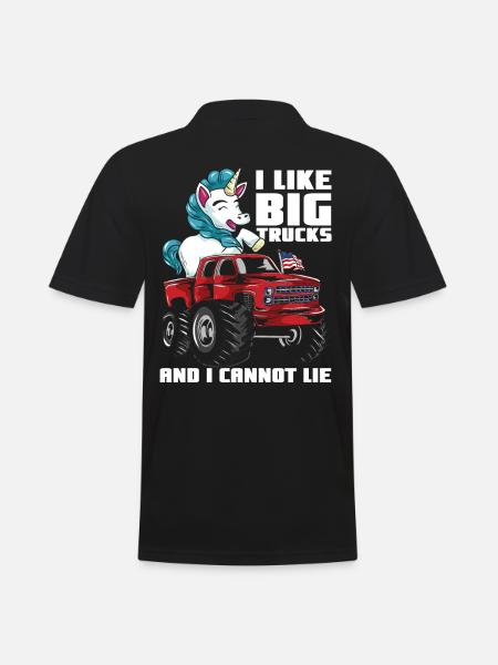 Ich mag große Monstertrucks & Einhörner - Männer Poloshirt - Schwarz