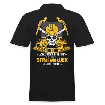 Straßenbau Straßenbauer Geschenk Asphaltfertiger - Männer Poloshirt - Schwarz - Hinten - Kai (181cm)