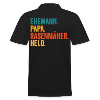 Papa Gartenbauer Garten Gärtner Rasenmäher - Männer Poloshirt - Schwarz - Hinten - Kai (181cm)
