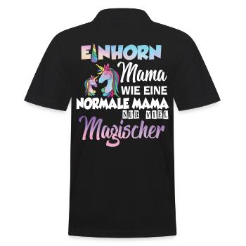 Einhorn Mama Mutter Muttertag - Männer Poloshirt - Schwarz - Hinten - Kai (181cm)