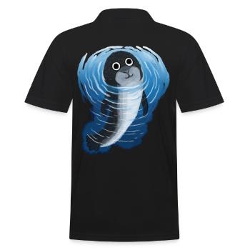 Seerobbe Robbe Meerestiere unter Wasser Kinder - Männer Poloshirt - Schwarz - Hinten - Kai (181cm)